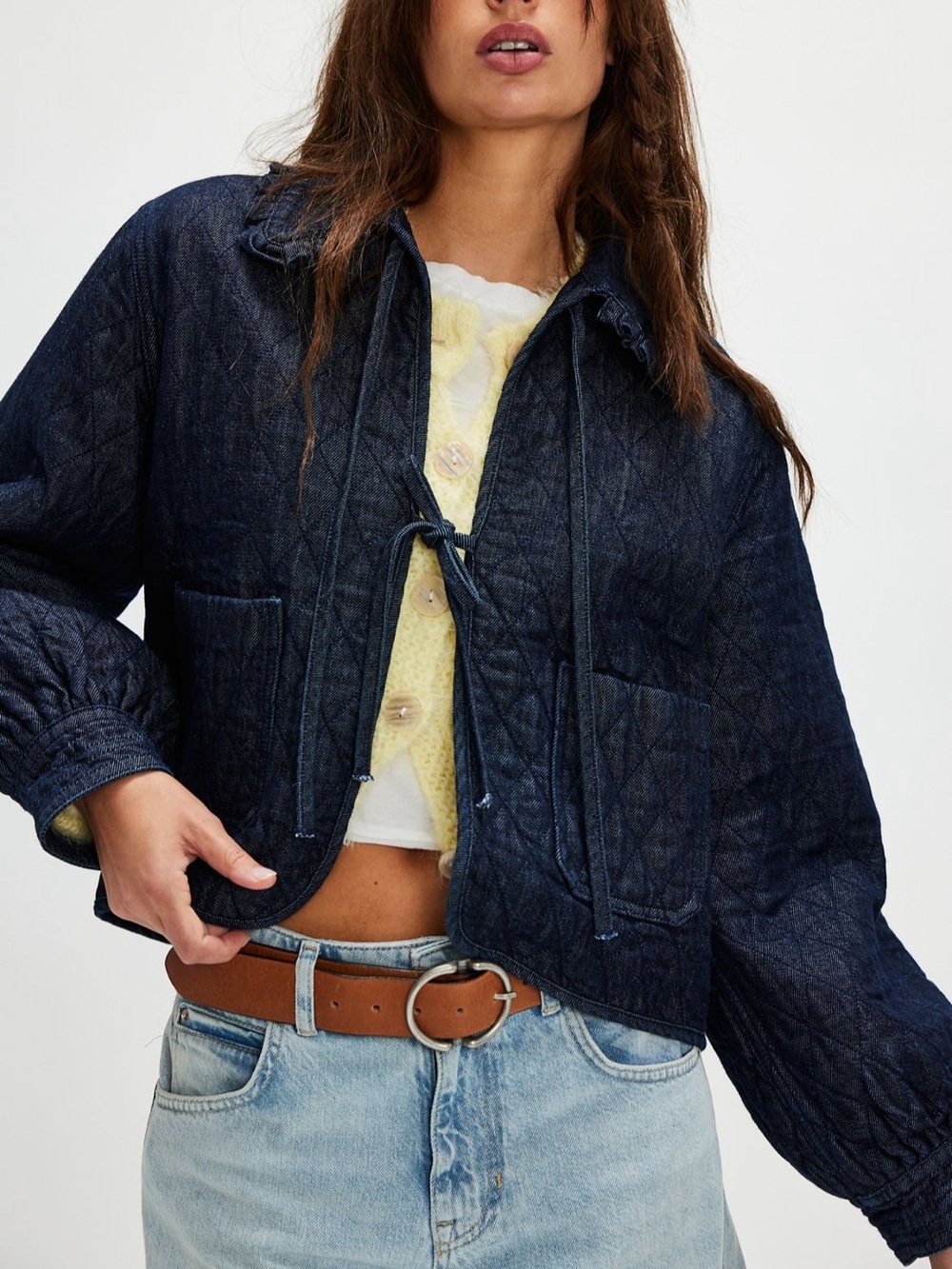 Quilted Navy Women's Heidi Jacket  seventy + mochi for Free People